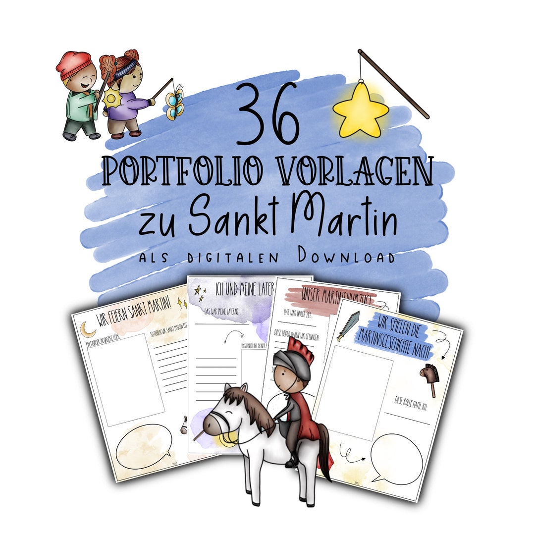 36 Portfolio Vorlagen zu Sankt Martin für Kita, Krippe