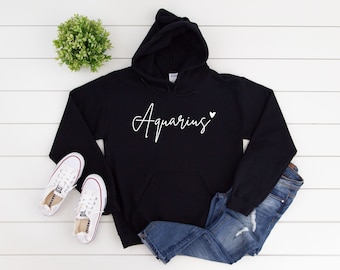 Sudadera Con capucha Aquarius / Sudadera Aquarius / Astrología Aquarius / Aquarius Star Sign / Aquarius Birthday Gift / Constellation / Zodiac Sign