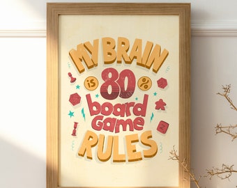 My brain is 80% board game rules | Board games poster | Decorative foil