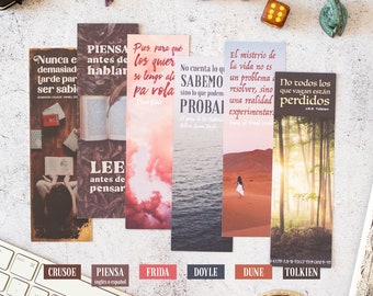 Pack of 7 bookmarks with famous phrases | Bookmarks | Reading points