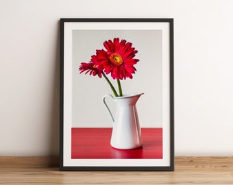 Jug print with red flowers | Decoration | Photo poster 12”x18” (30x45cm)