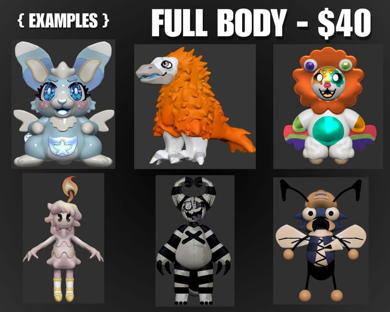 APERTO! Commissioni personalizzate per personaggi furry 3D / Modello 3D girevole Fullbody
