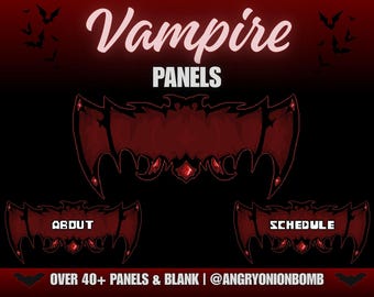 Vampire Twitch Panels for Streaming |  Twitch Assets Panels halloween emo vampire blood alternative gothic spooky crimson red rose