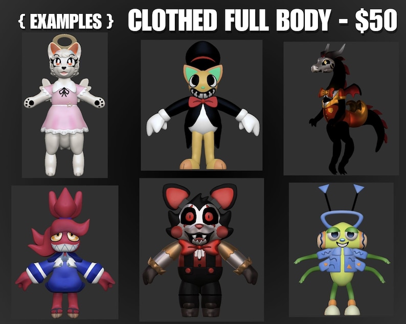 APERTO! Commissioni personalizzate per personaggi furry 3D / Modello 3D girevole Clothed Fullbody