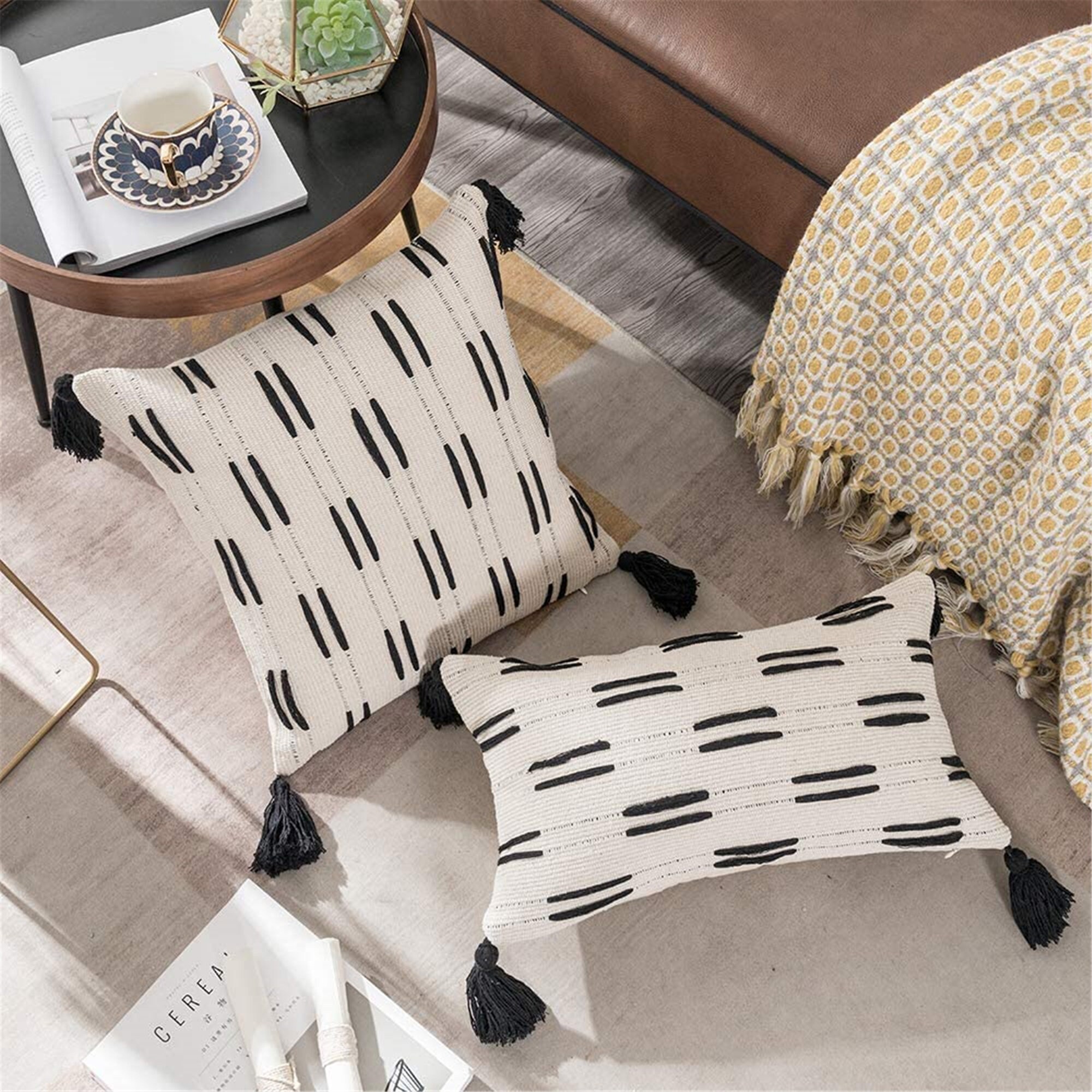 Farmhouse black and white square pillow case 18 x 18 Etsy