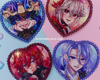 Heart-shaped Husbandos Holo Stickers | Genshin Impact