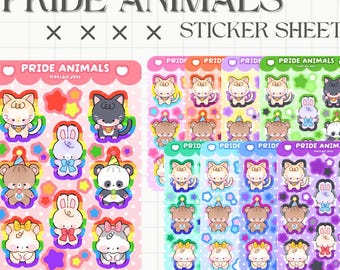 Hojas de pegatinas holográficas de animales del ORGULLO