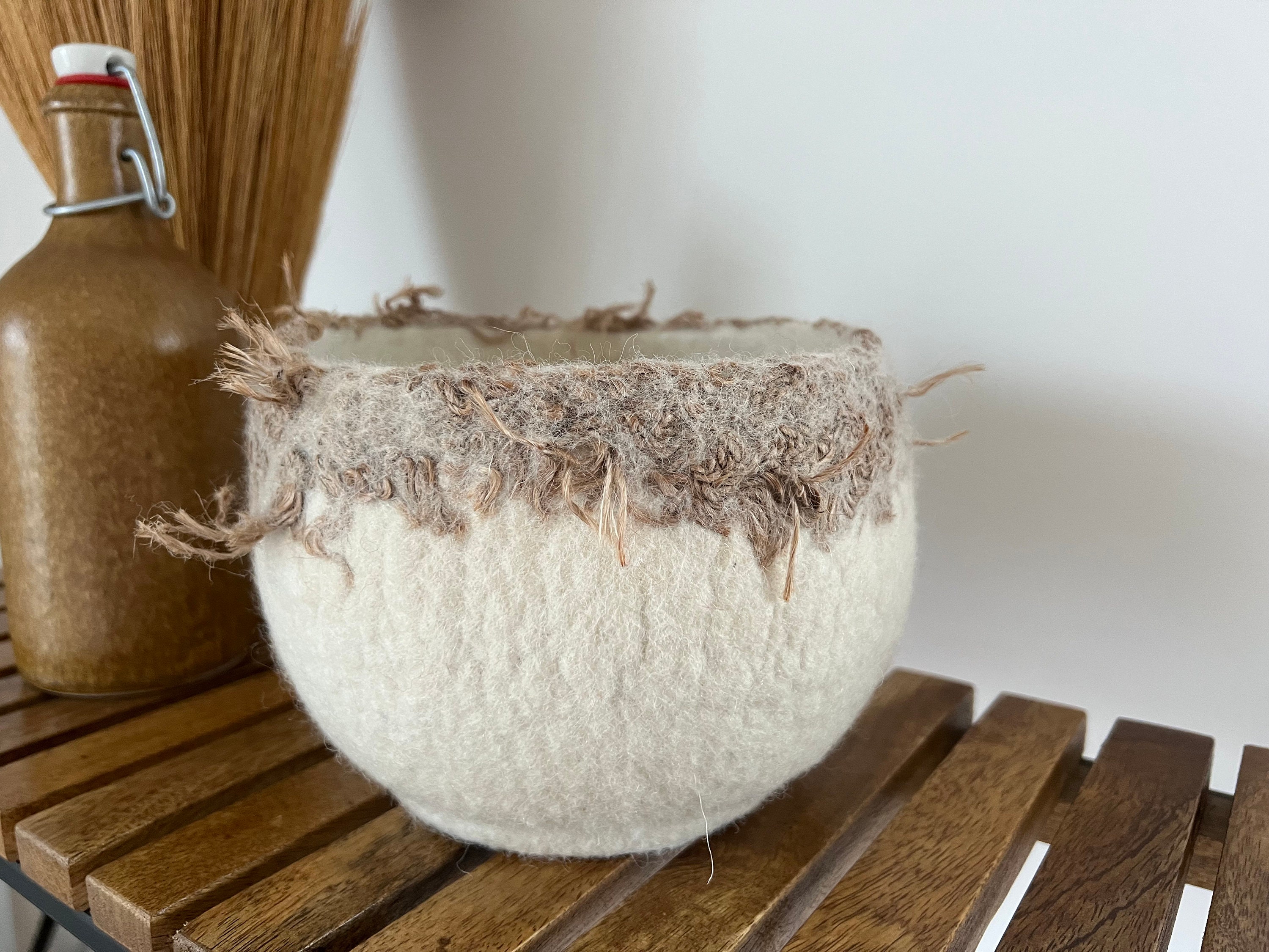 Japandi Style Decorative Felted Vase Minimalistic Felted Etsy