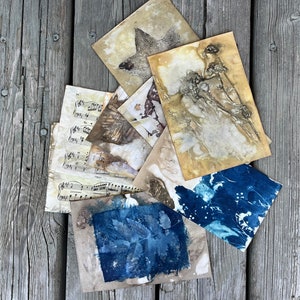 Set di carta stampata ecologica per la tenuta di un diario, stampa cianotipica, kit di diario Botanical Junk, pagine di calendario, materiale effimero per scrapbooking