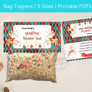 Christmas Reindeer Food Treat Bag Topper -  Printable- Classroom Favors - Magic Reindeer Food Label - Editable Instant Download