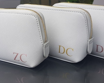Gepersonaliseerde Make-up Cosmetica Tas | Faux Lederen | Eerste | Naam | Monogram | Cadeau | Dames | Bruidsmeisje | Bruids | Ierland | Iers