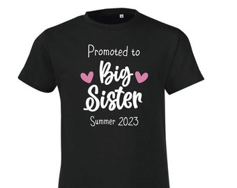 Promoted To Big Sister T-shirt | Personalised Kids Tee | Pregnancy Announcement | Sibling Gift | Any Text  | Ireland | Irish
