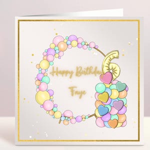 Tarjeta de cumpleaños personalizada para niñas, tarjeta de cumpleaños para amigas, tarjeta de cumpleaños para niños, 5.º, 6.º, 7.º cumpleaños, tema dorado, tarjeta de cumpleaños para niñas, Irlanda, irlandés