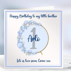 Carte personnalisée pour le 1er anniversaire de garçon, premier anniversaire, texte personnalisé, carte d'anniversaire pour petit-fils, fils, neveu, arche en ballon, Irlande, irlandais