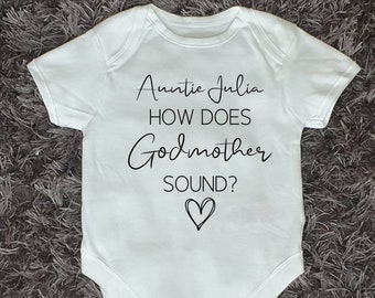 Will You Be My Godmother Baby Vest | Personalised Baby Vest | Bodysuit | Any Text | Personalised | Baby Boy | Baby Girl | Christening