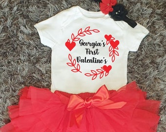 First Valentines Tutu Vest and Headband Set, 1st Valentines Outfit, Gift For Baby Girl, Newborn, Photo Prop Personalised, Ireland, Irish