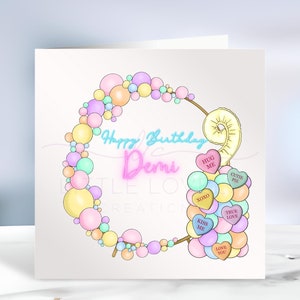 Carte d'anniversaire personnalisée pour fille, carte d'anniversaire pour une amie, 7e anniversaire, 8, 9, 10, thème montgolfière, carte d'anniversaire pour filles, Irlande, Irlandais