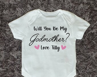 Will You Be My Godmother Baby Vest | Personalised Baby Vest | Bodysuit | Any Text | Personalised | Baby Boy | Baby Girl | Christening