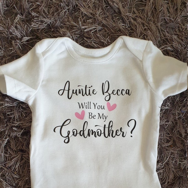 Will You Be My Godmother Baby Vest | Personalised Baby Vest | Bodysuit | Any Text | Personalised | Baby Boy | Baby Girl | Christening