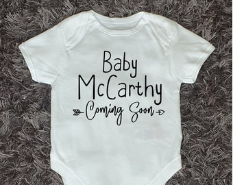 Pregnancy Announcement Baby Vest | New Baby | Personalised Baby Vest | Bodysuit | Any Text | Personalised Gift | Baby Boy | Baby Girl