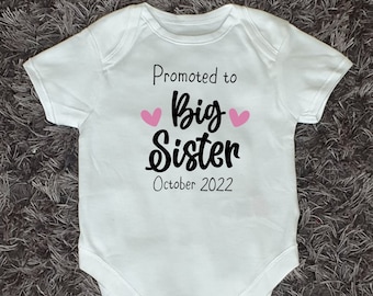 Promoted To Big Sister Baby Vest | Personalised Baby Vest | Pregnancy Announcement | Sibling Gift | Bodysuit | Any Text | Ireland | Irish