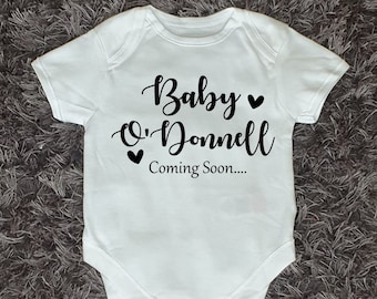 Pregnancy Announcement Baby Vest | New Baby | Personalised Baby Vest | Bodysuit | Any Text | Personalised Gift | Baby Boy | Baby Girl