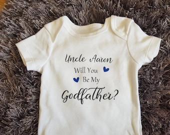 Will You Be My Godfather Baby Vest | Personalised Baby Vest | Bodysuit | Any Text | Personalised | Baby Boy | Baby Girl | Christening