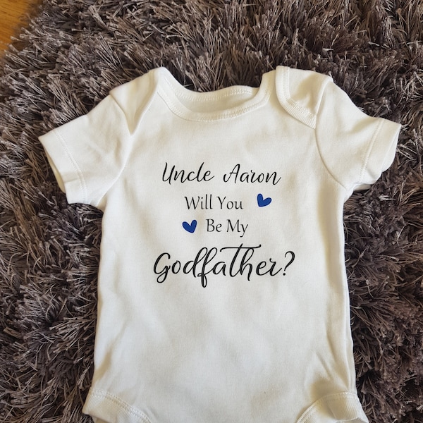 Will You Be My Godfather Baby Vest | Personalised Baby Vest | Bodysuit | Any Text | Personalised | Baby Boy | Baby Girl | Christening
