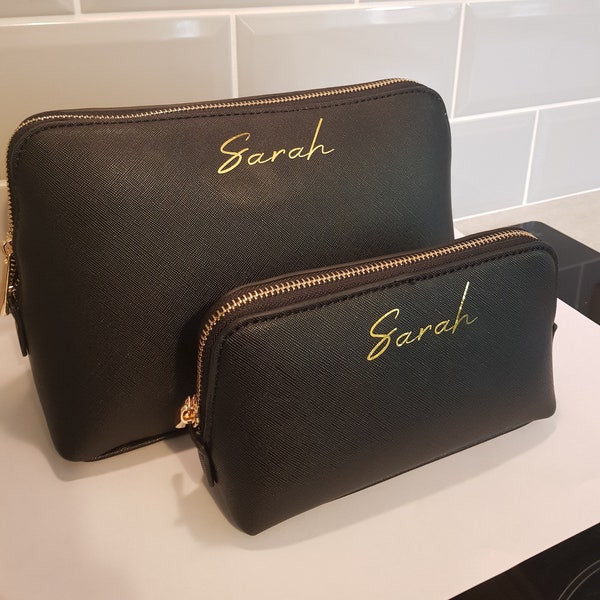 Personalised Makeup Cosmetics Bag Set | Faux Leather | Initial | Name | Monogram | For Mum | Bridesmaid | Stocking Filler | Ireland | Irish