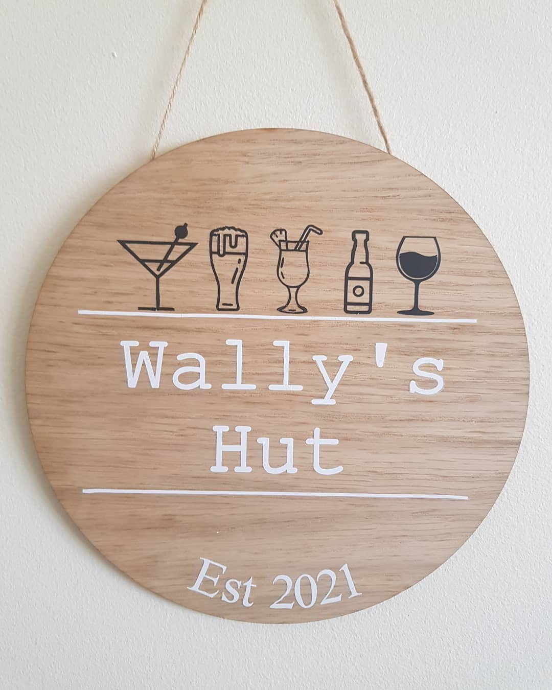 Home Bar Plaque 20cm Round Sign Personalised Hanging Etsy UK