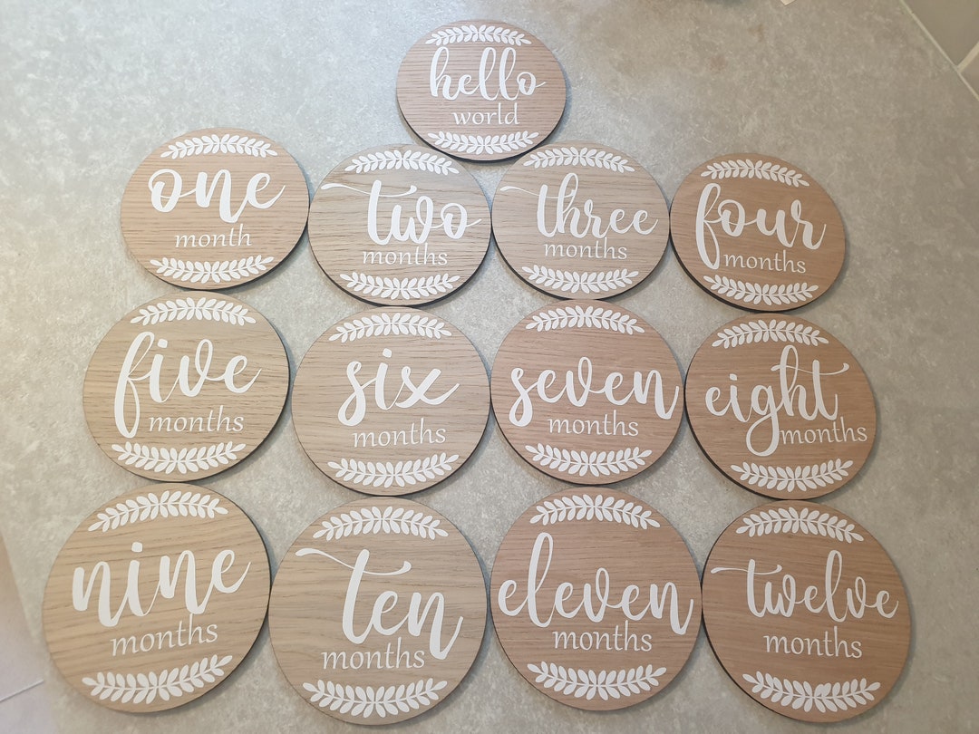 Baby Milestone Discs Set | Monthly Plaques | Newborn Birth Announcement ...