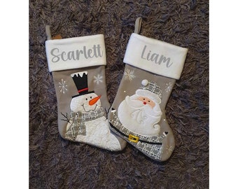 Personalised Christmas Stocking, Baby's First Xmas, Custom, Santa Stocking, Snowman, Baby Boy, Baby Girl, Matching Family, Ireland, Irish