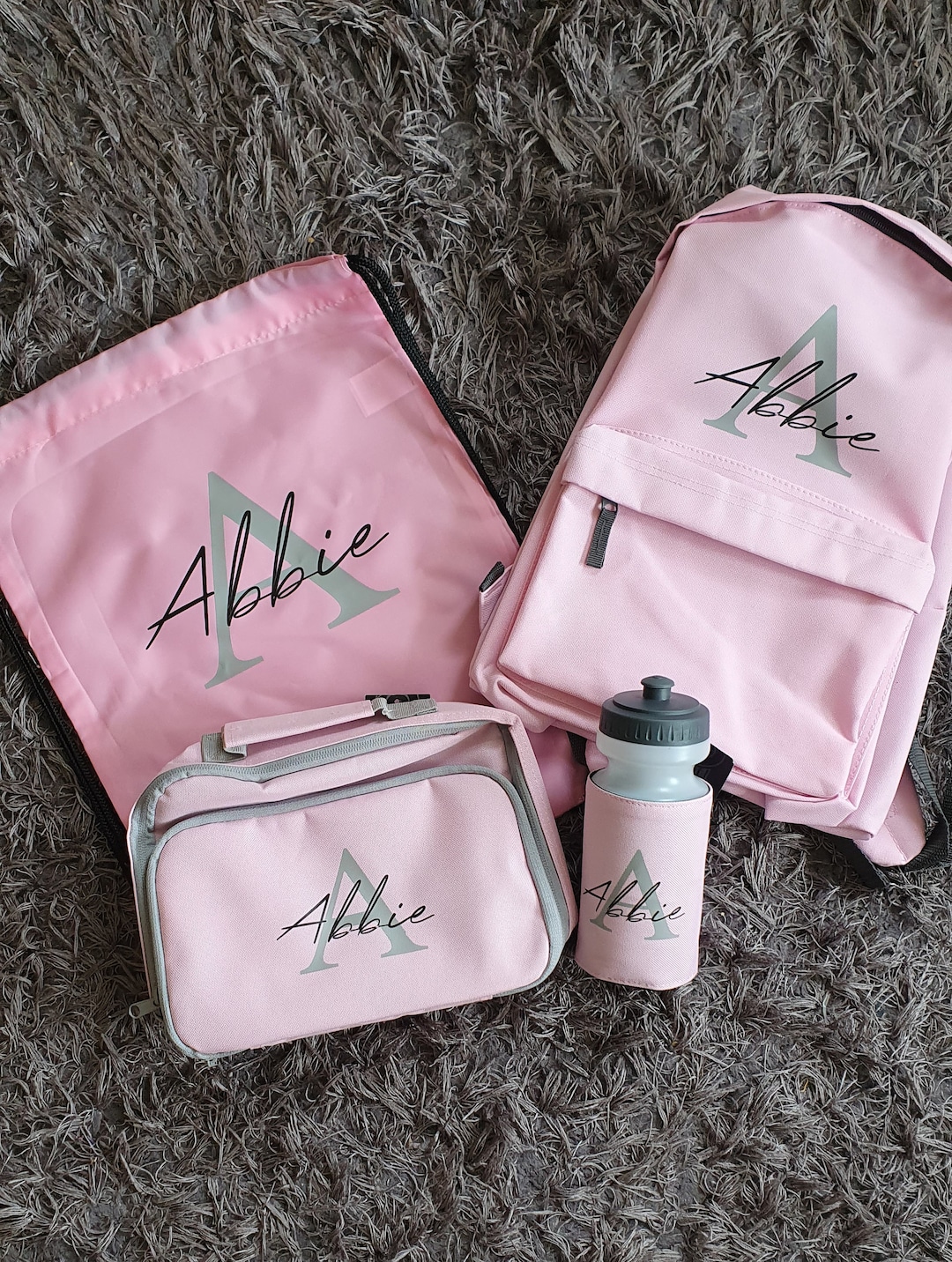 Personalised Pink Back to School Set, Backpack, Water Bottle, Lunch Box ...