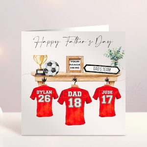 Gepersonaliseerde Vaderdagkaart, voetbalshirts, voor opa op Vaderdag, gelukkige Vaderdag papa, eerste Vaderdag, Ierland, Iers
