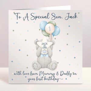 Personalised Bear Birthday Card, First Birthday, Custom Text, Birthday Card For Daughter, Niece, Grandson, Son, Nephew, Ireland, Irish