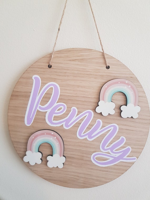 Baby Name Plaque 20cm Round Sign Nursery Decor Etsy