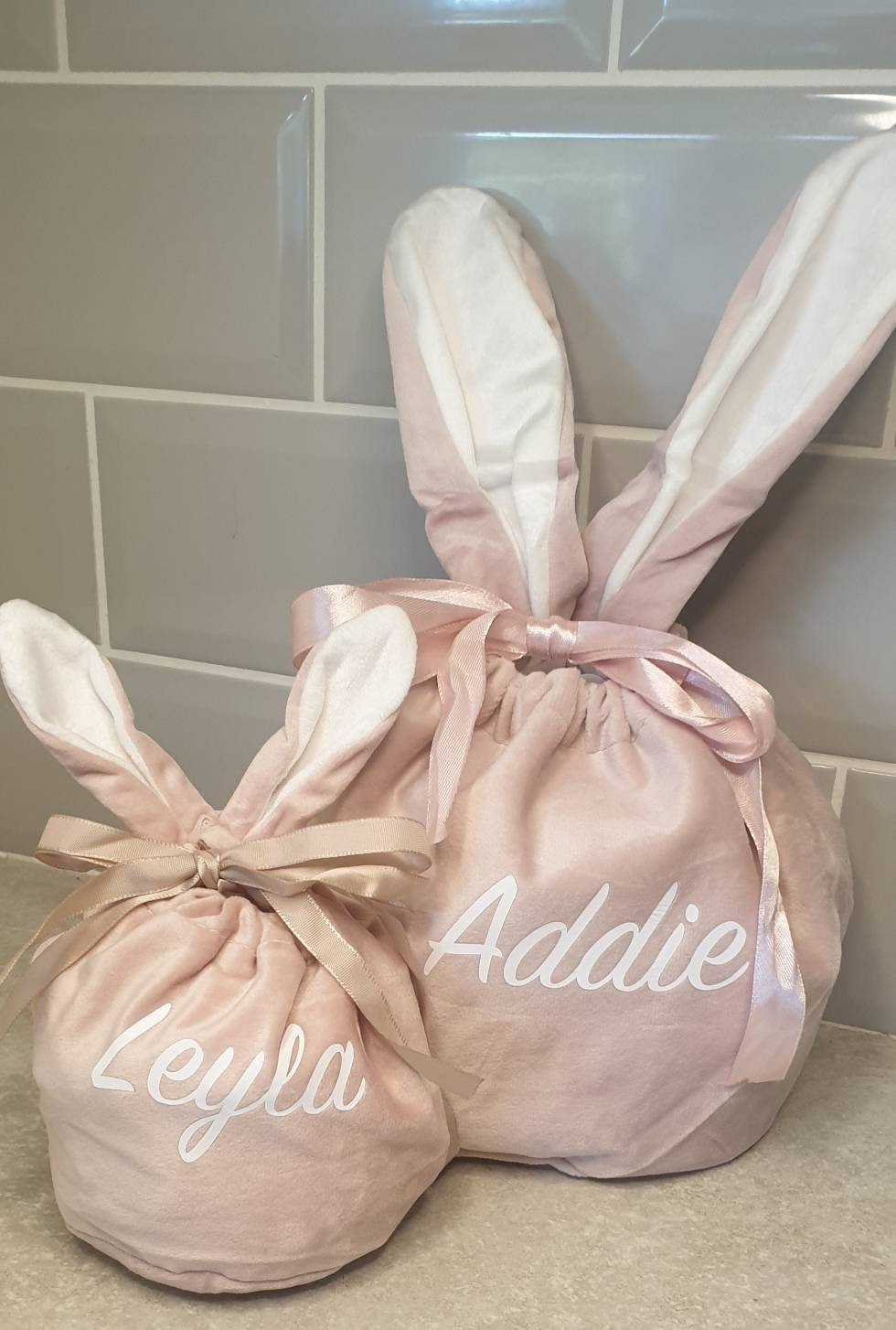 Easter Bunny Ear Treat Bag, Large Velvet Pouch, Small Pouch, Personalised Egg Hunt , Easter Gift For Children, Reusable Bag, Ireland, Irish
