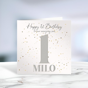 Biglietto di auguri di compleanno con numero personalizzato, testo personalizzato, biglietto di auguri per figlia, nipote, nipote, figlio, nipote, biglietto neutro, Irlanda, irlandese