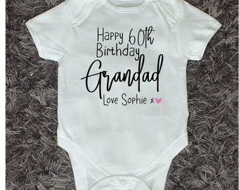 Happy Birthday Grandad Baby Vest | First Birthday As My Grandad Gift | Personalised Bodysuit | Any Text | Baby Boy | Baby Girl | Ireland