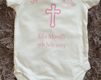 Christening Baby Vest | Personalised Baby Vest | Baptism | Baby Boy | Baby Girl | New Baby | Custom | Name and Date | Ireland | Irish