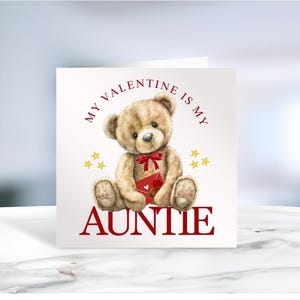 Tarjeta personalizada para el día de San Valentín, tía es mi Valentín, mamá, papá, niñera, primer día de San Valentín del bebé, oso de San Valentín, Irlanda, irlandés