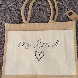 Personalised Tote Bag, Jute Bag With Name, Pocket Bag, Teacher Bag, Beach Bag, Hen Party Bag, Gift for Bridesmaid, Custom, Ireland, Irish image 2