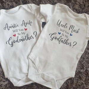 Will You Be My Godmother Baby Vest Personalised Baby Vest Bodysuit Any Text Personalised Baby Boy Baby Girl Christening image 7