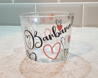 Heart Personalised Tea Coffee Glasses, Name and Love Hearts, Coffee Lovers Gift, Custom Mug, Mothers Day Gift, For Mum, Ireland, Irish