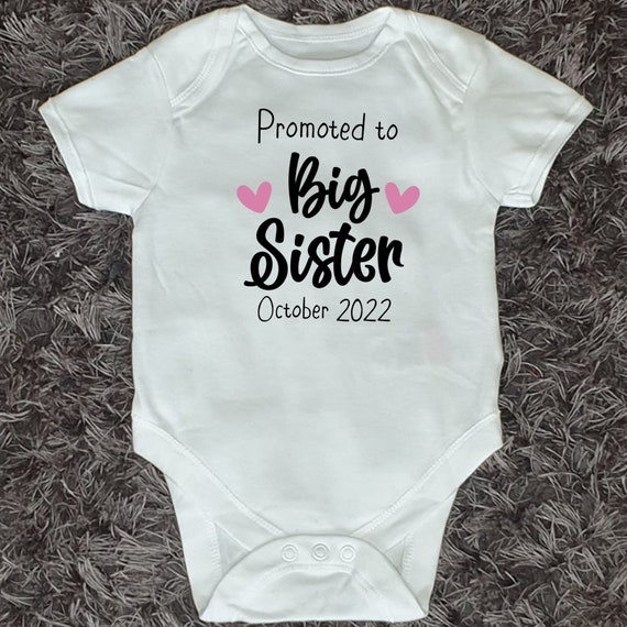 Promoted To Big Sister Baby Bodysuit Cute Pregnancy Announcement Baby Grow Vest 