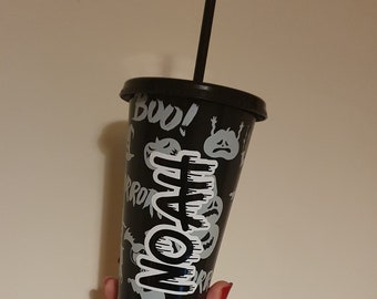 Halloween Glow In The Dark Cold Cup, Personalised Tumbler, Straw Drink Container, Reusable Cup, Halloween Gift, Custom Name, Ireland, Irish