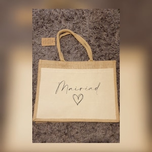 Personalised Tote Bag, Jute Bag With Name, Pocket Bag, Teacher Bag, Beach Bag, Hen Party Bag, Gift for Bridesmaid, Custom, Ireland, Irish image 1