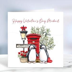Gepersonaliseerde Valentijnsdagkaart, pinguïn-valentijnskaart, 1e Valentijnsdag samen, valentijnskaart vriend, vriendin, Ierland, Iers