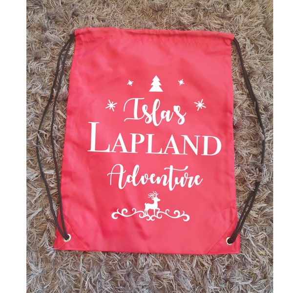 Personalised Lapland Name Drawstring Bag, Christmas Holiday, North Pole Reveal, Custom, Boys, Girls, Ireland, Irish