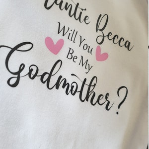 Will You Be My Godmother Baby Vest Personalised Baby Vest Bodysuit Any Text Personalised Baby Boy Baby Girl Christening image 2